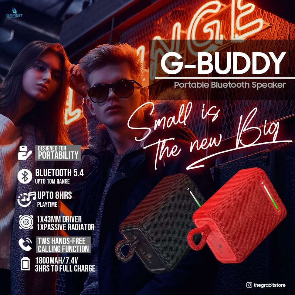 GRABIT G-BUDDY Portable Bluetooth Speaker With Warranty