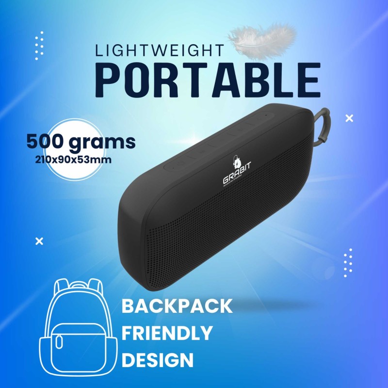 Grabit G-Rock Compact Bluetooth Speaker Black With Warranty
