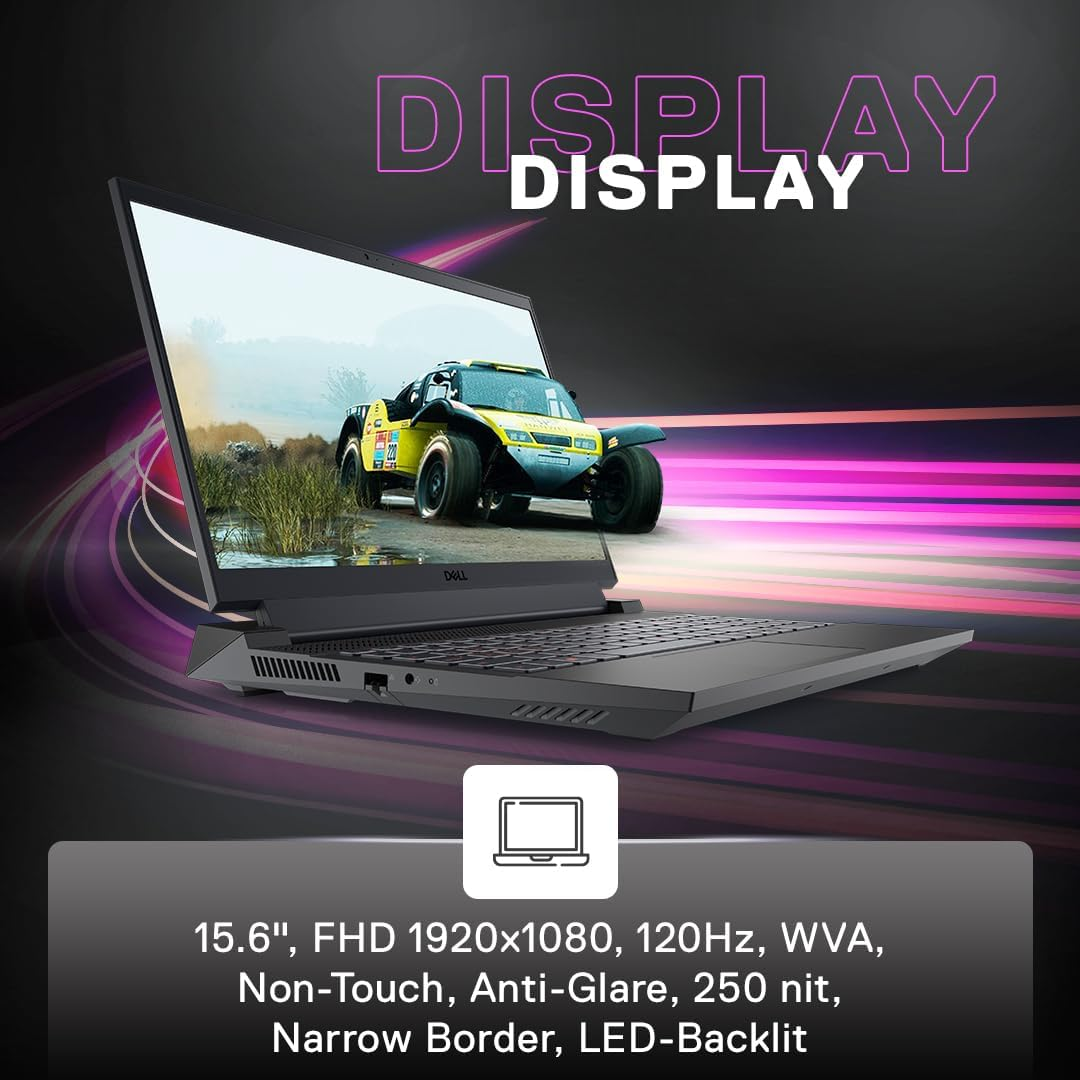 Dell G Series, 13th Gen Intel Core i5-13450HX, NVIDIA RTX 3050-6GB, 16GB DDR5, 512GB SSD, FHD, 15.6"/39.62cm, Windows 11, Microsoft Office Home 2024, 2.65KG, G15-5530, Backlit Keyboard, Gaming Laptop
