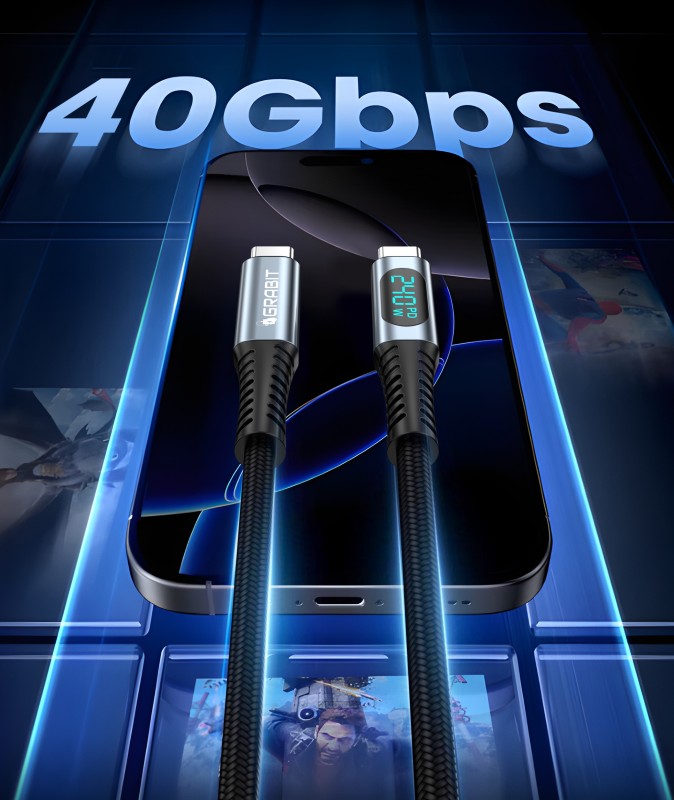 Grabit Durable USB-C to USB-C Cable 1.2m Black – G Stream-40 With Warranty