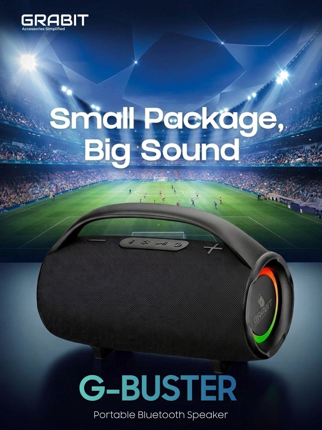 Grabit G-Buster Portable Bluetooth Speaker Black With Warranty