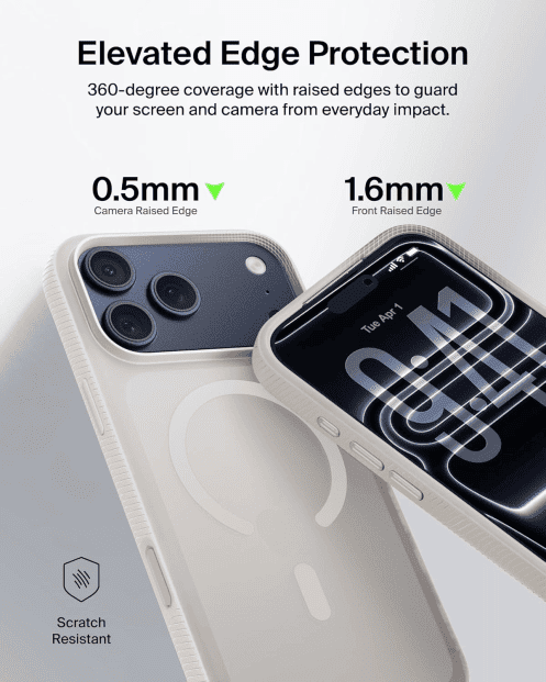 Belkin Case for iPhone 17 PRO MAX MagSafe Compatible - SheerForce Magnetic Phone Cover - Slim, Shockproof, Anti-Yellowing, Drop Protection - Sand Visit the Belkin Store