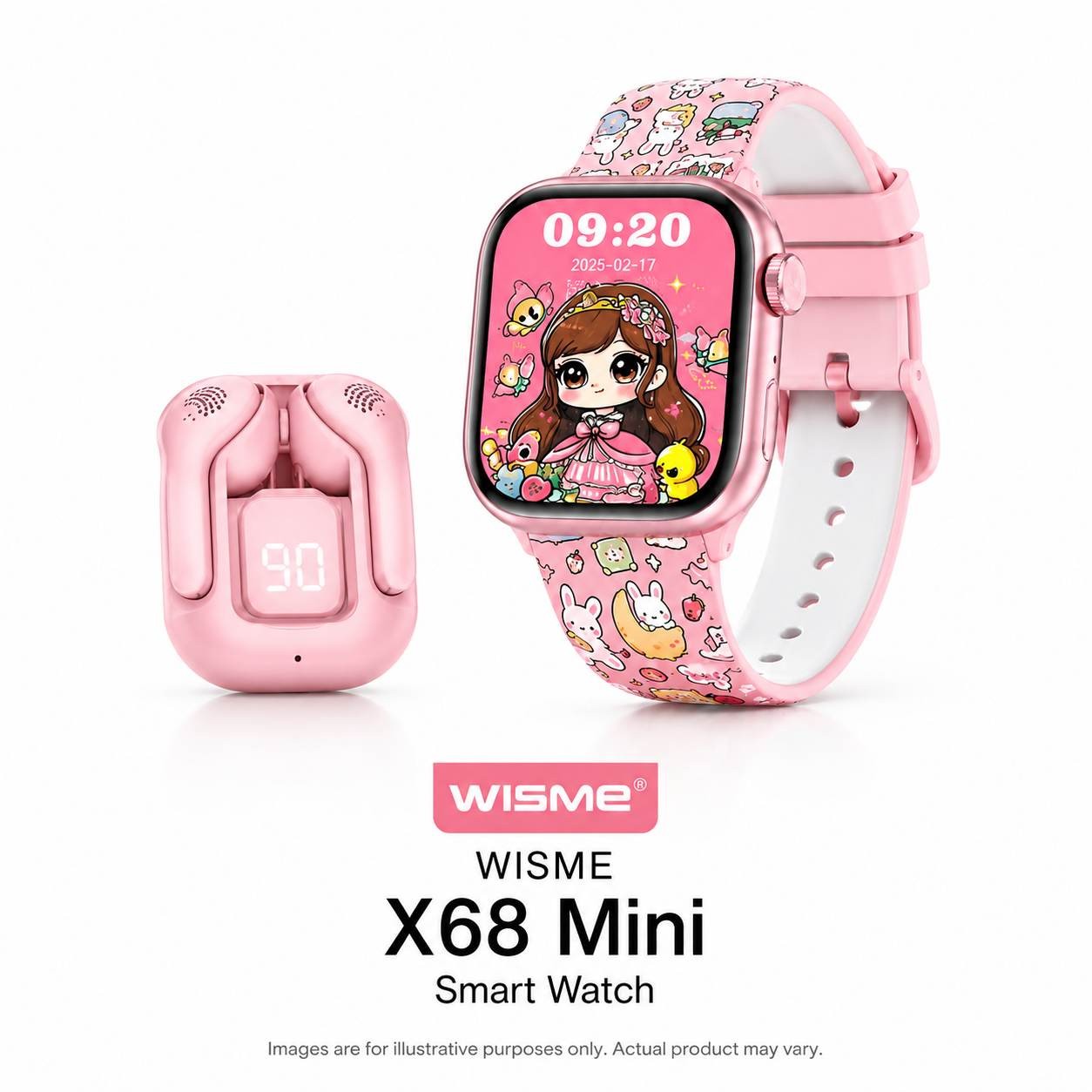 Wisme Smart Watch X68 Mini with Wireless Earbuds