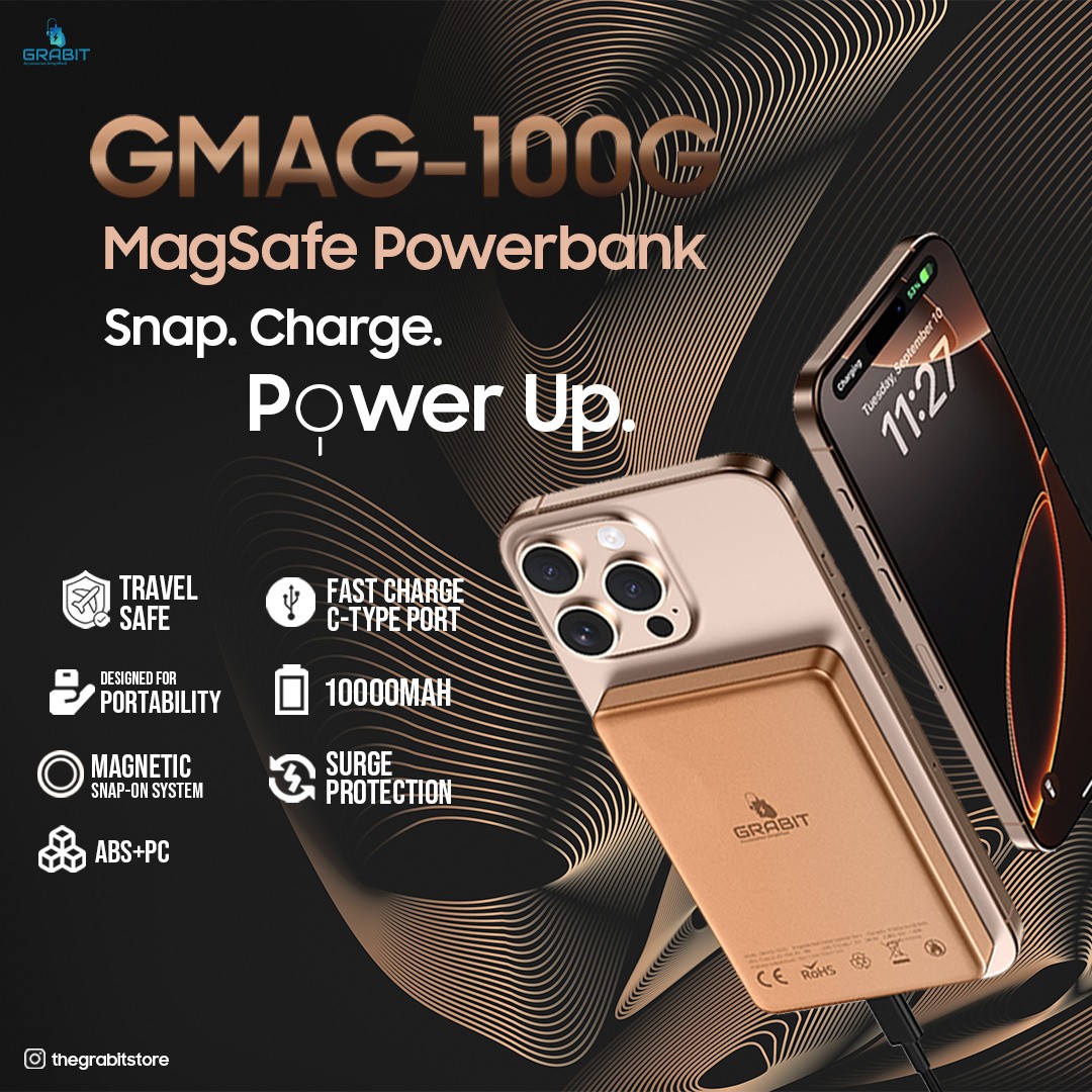 Grabit Power Bank 10000mAh Gold – GMAG-100G With Warranty