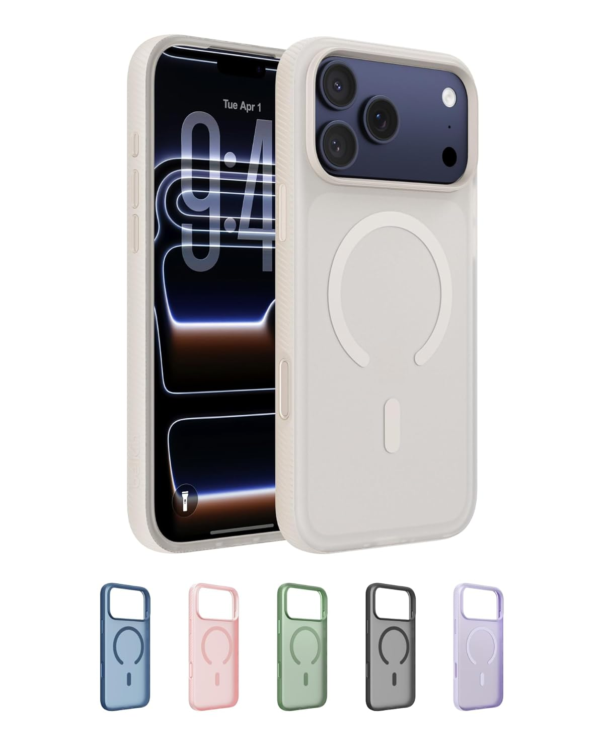 Belkin Case for iPhone 17 PRO MAX MagSafe Compatible - SheerForce Magnetic Phone Cover - Slim, Shockproof, Anti-Yellowing, Drop Protection - Sand Visit the Belkin Store