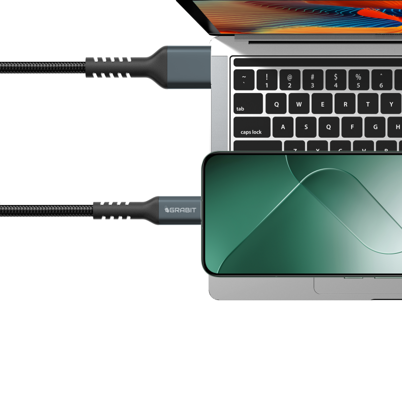 Grabit Durable USB-A to USB-C Cable 1.2m Black – GCBL-20