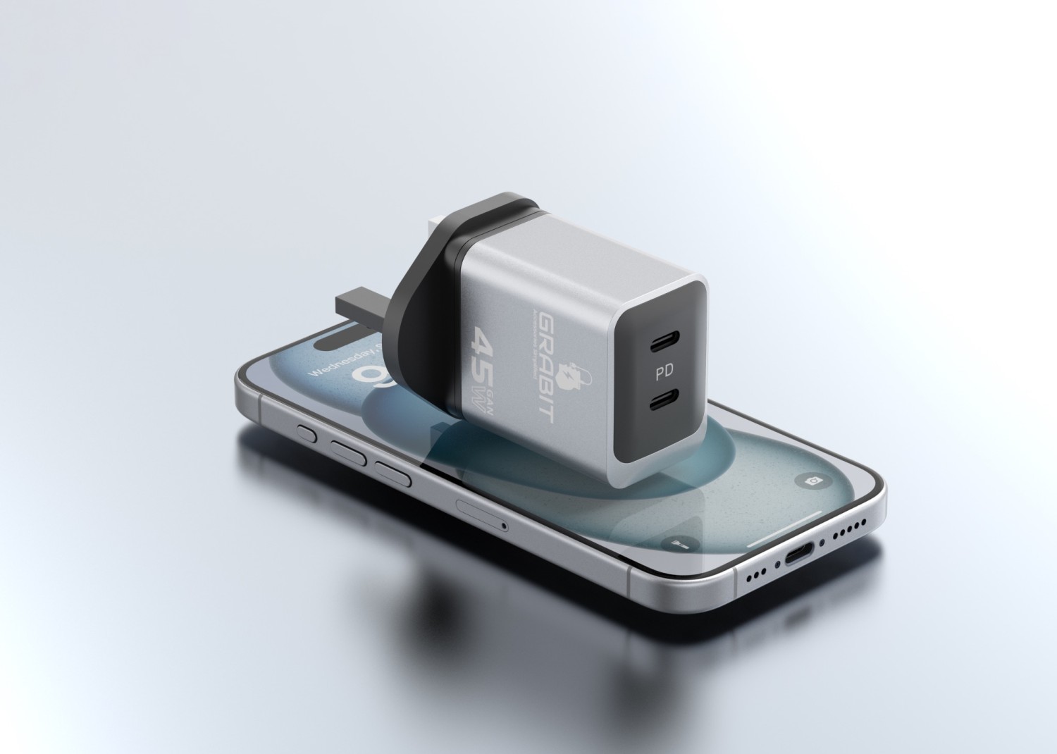 GRABIT GAN-45C Dual USB-C 45W GaN Fast Charger with Warranty